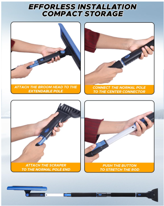 EcoNour 49" Snow Broom with Ice Scraper for Car Windshield & Windows | Scratch Free Snow Brush for Cars, Trucks & SUVs | Long Head Snow Rake Remover Perfect for Home and Car Roof