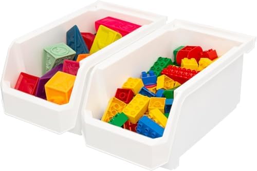 ReadySpace Large Stackable Plastic Storage Bins, 6-Pack, White