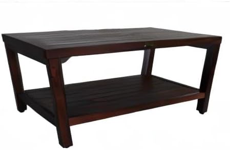 DecoTeak 36 Inch Eleganto Teak Shower Bench | Waterproof Bathroom Seat with Large Storage Shelf Spa-Style Teak Wood Stool for Adults & Seniors | Non-Slip Feet | Elegant Finish | 250 Pound Capacity