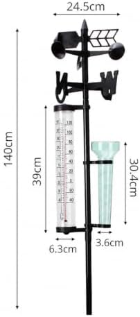 Rain Gauge Outdoor, Weather Station Kit Rain Gauge Thermometer Anemometer 3 in One