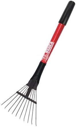 Bully Tools Shrub Rake – Small Rake with Tempered Steel Tines and Fiberglass Handle for Tight Spaces, Gardening Tool for Leaves and Debris in Bed, Lightweight Yard Tool - 100% Made in the USA, 32-Inch