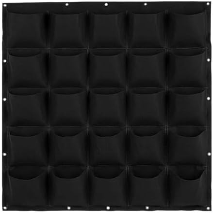 WFIST Vertical Hanging Planter Bag, Breathable Felt Wall Garden Planter with Metal Grommets, Indoor/Outdoor Space-Saving Herb & Flower Growing Pouch (25-Pocket)