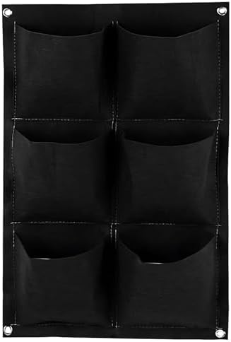 WFIST Vertical Hanging Planter Bag, Breathable Felt Wall Garden Planter with Metal Grommets, Indoor/Outdoor Space-Saving Herb & Flower Growing Pouch (6-Pocket)
