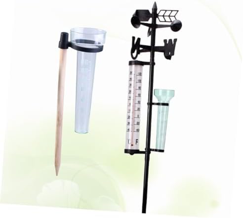 VICASKY 2 Sets Outdoor Meteorology Instrument Rain Gauge Thermometer Wind Direction for Garden Farm Use Durable Accurate Measuring Tools