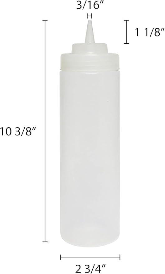 TrueCraftware- 24 oz Clear Squeeze Condiment Wide Mouth Dispensing Bottles Set of 6- Plastic Squeeze Bottle For Sauces Spreads Ketchup Mustard Mayo Hot sauces and Olive oil
