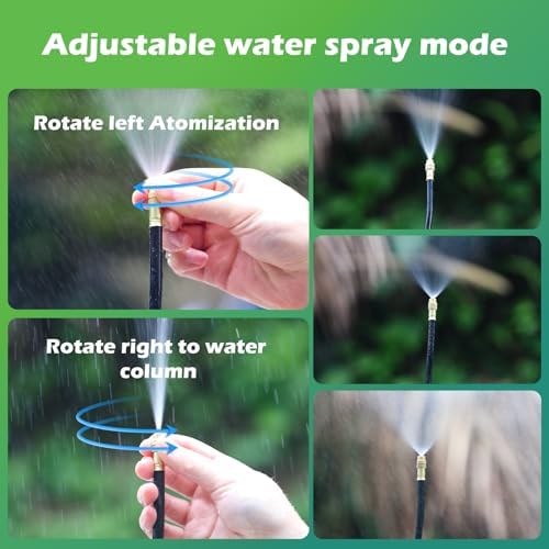 Drip Irrigation System Kit 100 FT with 32 Nozzles, 360° Adjustable Bendable Garden Watering Misting System for Greenhouse, Yard, Lawn, Plant, Garden, 5/16 inch Hose (OD: 8mm)