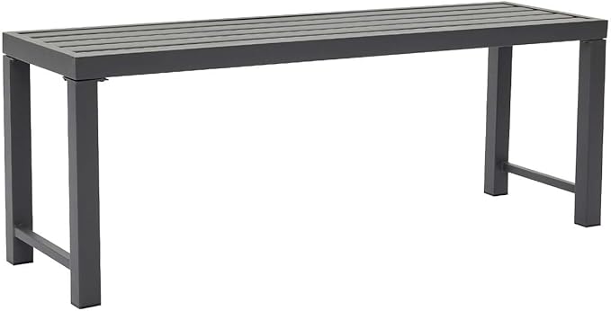 Outdoor Metal Backless Bench, 46" Patio Garden Bench for Outdoor, All Weather Outdoor Bench for Garden, Backyard, Porch, Grey
