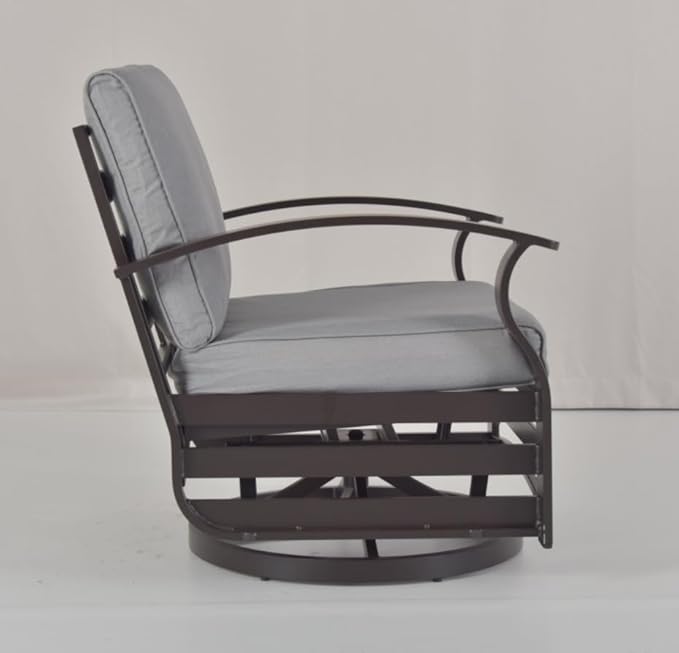 Kurapika 3 Pieces Patio Furniture Set, Outdoor Aluminum Rocking Chair, Patio Bistro Set Swivel Gliders Rocker with Tempered Glass Side Table (Grey)