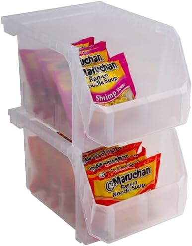 ReadySpace Medium-Tall Stackable Plastic Storage Bins, 4-Pack, Clear