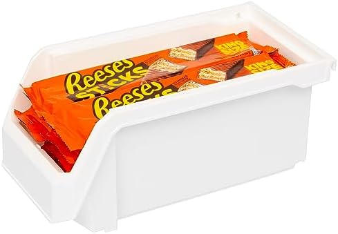 ReadySpace Medium Stackable Plastic Storage Bins, 8-Pack, White