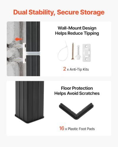 VEVOR Storage Shelves, 5-Tier Adjustable, 3000 lbs Capacity, Heavy Duty Garage Storage Shelving Unit, Metal Utility Rack Shelf, for Garage Warehouse Basement Kitchen, 40.55" W x 18.31" D x 71.38" H