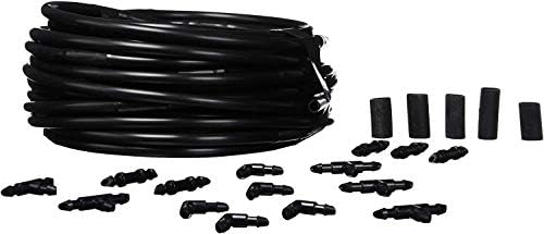 Raindrip R280DT Drip-A-Long1/4 in. Dripline Kit includes 50 feet of 1/4-Inch Dripline preassembled with 1/2 GPH drippers, 5 Barbed Tees, 5 Barbed Elbows, 5 Barbed Couplings, 5 End Plugs