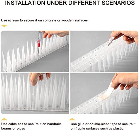 OFFO Bird Spikes Pigeon Outdoor Spikes for Cat Keep Birds Raccoon Woodpecker Away Covers 8 Feet(2.44m), Frosted White