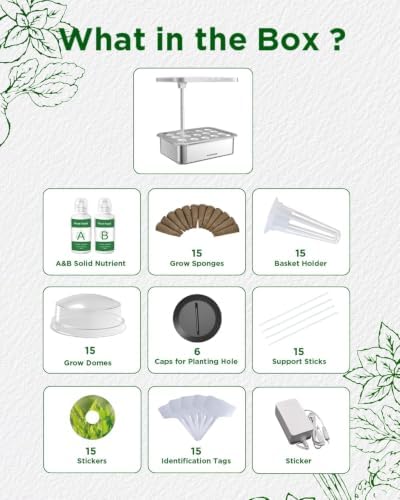 Hydroponics Growing System 15 Pods, Indoor Herb Garden Kit with Grow Light