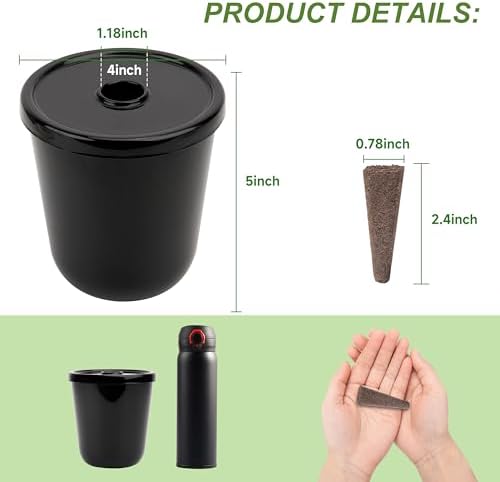 Kratky Method Hydroponic Planter Kit, 8 Hydroponic Planter Plus 24 Growing Sponges for Herbs, Hydroponic Mini Buckets for Windowsill Herb Garden, Hydroponic Growing System for Vegetables (Black)