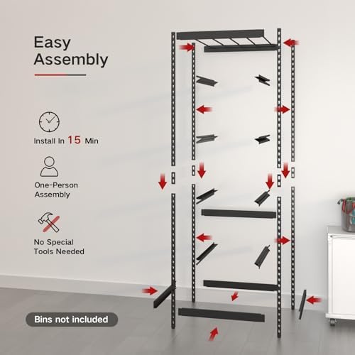 FERO 27 Gallon Tote Storage Rack, Heavy-Duty Storage Bin Rack Organizer, 5-Tier Standing Storage Bin Shelves, 250 lb Capacity, Maximize Space for Garage, Warehouse, Utility(Totes Not Included)