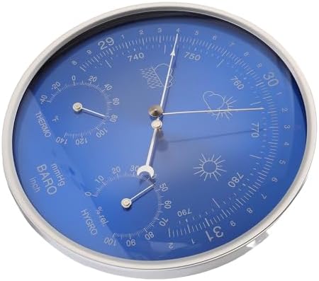 LiebeWH All Season Thermometer Barometer Hygrometer Easy to Read Weather Instrument Blue 180mm