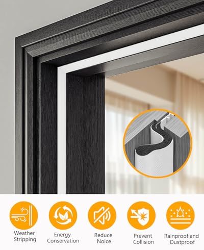 40FT Weather Stripping Door Seal: Sound Proof Draft Blocker Kerf Weather Stripping for Exterior Front Door, Large Gap Seal, Easy to Install (White)