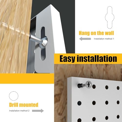 Spampur Peg Board, 8 Pack Metal Pegboard Panels with 50 Hooks