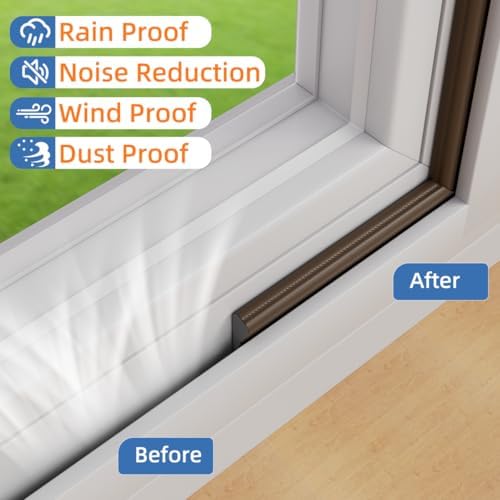 Wedge-Shape Window Weather Stripping Door Frame Seal 3Pcs×196” Brown