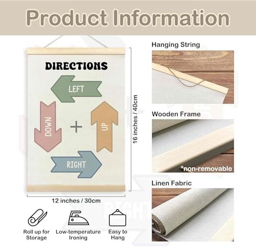 TLESKE Boho Classroom Directions Chart Poster Hanger Frame, Homeschool Hanging Wall Art Decor for Toddlers Kids Room Nursery Playroom, Preschool Prek Learning Educational Poster Print Banner, 12x16