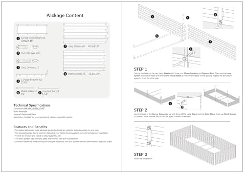 8x4x2FT Black Metal Raised Garden Bed Kit, Galvanized Outdoor Planter Box for Vegetables, Flowers, Herbs, Succulents and More
