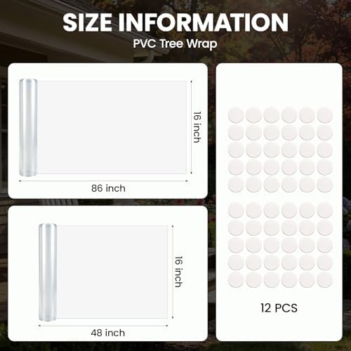 Tree Protector Wrap - Thickened PVC Transparent Tree Guard with Strong Adhesive, Reusable Barrier for Iguana, Rodents and Cats Climbing Prevention (48" x 16")