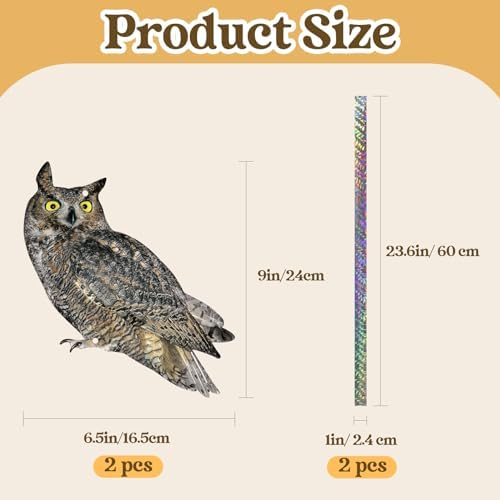 2PCS Hanging Flat Garden Owls, Fake Owl to Scare Pigeon