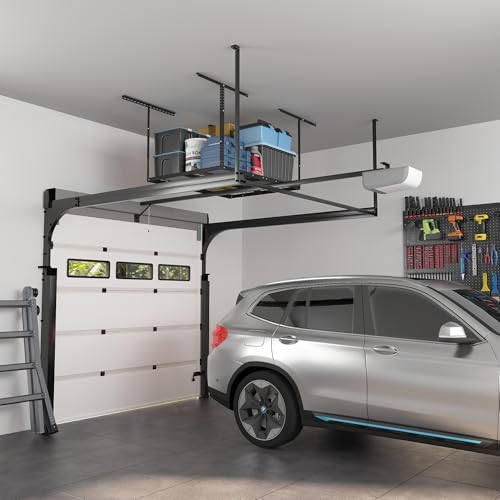 FLEXIMOUNTS 3x4 Overhead Garage Ceiling Storage Rack Organization, Black