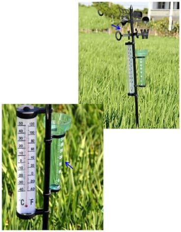 2 Sets Outdoor Weather Measuring Instrument Kit with Rain Gauge and Wind Direction Meter, Plastic Material, Classical Ornamental Style for Garden Decoration and Farm Planting