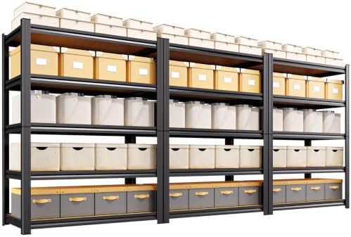 Set of 3 Garage Shelving 5 Tier Storage Shelves,Adjustable Heavy Duty Metal Shelving Unit and Storage Large Rack,Utility Steel Shelf for Shop Warehouse Industrial Pantry 71"x35"x16"