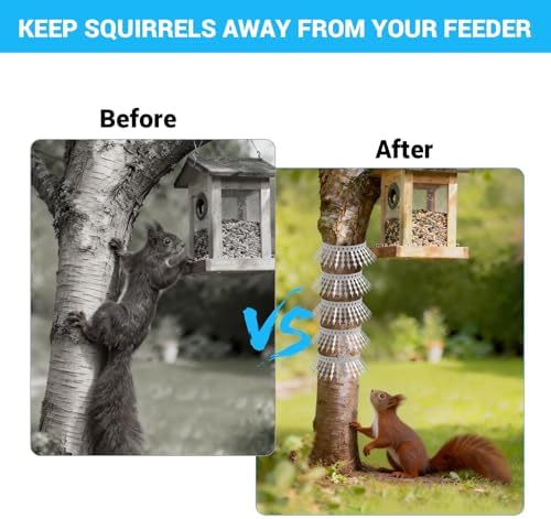 80 Inch Bird Spikes Squirrel Proof Baffle for Bird Feeder Pole, Outdoor Anti Climb Spikes for Fence, Tree, Wall, Roof, Drainpipes, Deterrent Squirrel, Pigeon, Raccoon, Cat, Stainless Steel Barb Spikes