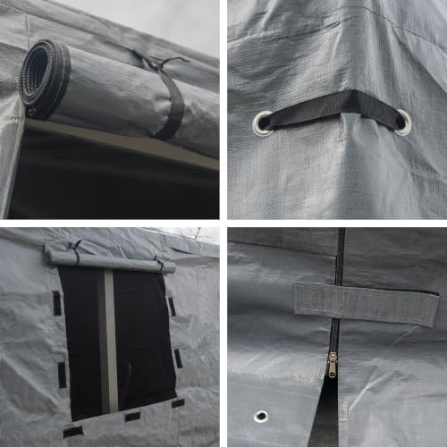 SOJAG Winter Cover for 12' x 12' Gazebo, Waterproof Polyester Storage Enclosure, Roll-Up Door, Vent Panels, Outdoor Gazebo Cover for Seasonal Protection, Gray
