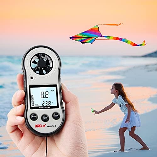 Digital Wind Speed & Temperature Anemometer, handheld Wind Gauge for Shooting, Windsurfing, Hunting - Gray