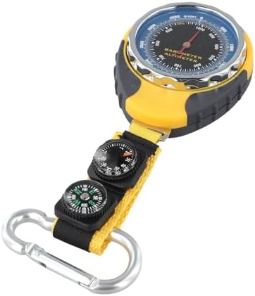 4-in-1 Outdoor Altimeter Barometer Thermometer Weather Forecast Device Altitude Measurement Tool Temperature Meter Mountain Climbing Hiking Wilderness Navigation Equipment Yellow