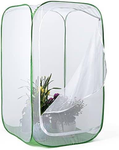 48" Outdoor Mesh Plant Enclosure, Mesh Plant Cover for Pests, Bird and Pest Protection Guard for Fruit, Vegetables, Flowers and Herbs Pop-Up Cage 28 x 28 x 48 Inches