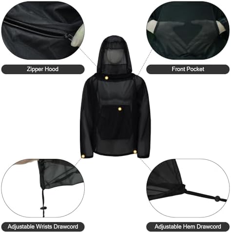 Mosquito Suit Bug Protection Mesh Clothing Breathable Lightweight Anti-Mosquito Gear for Camping Fishing Gardening