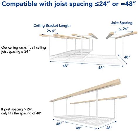 FLEXIMOUNTS 4x8 Overhead Garage Ceiling Storage Rack Organization, White