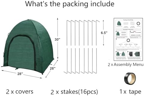 Winter Plant Covers for Snow and Ice Protection Shrub Cover Freeze Protection Plant Tent Protect Outdoor Plant and Potted Plant from Snow Frost Sun and Animal with Zipper Door 28*28*30 (2Packs)