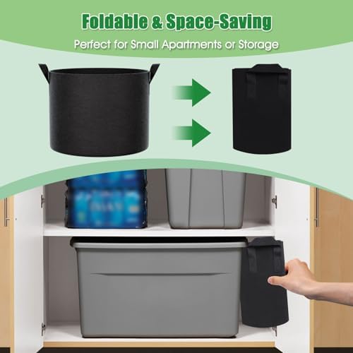 FEED GARDEN 10 Gallon Grow Bags 4 Pack – 300G Thickened Fabric Plant Pots with Reinforced Handles, Breathable Drainage Planters for Vegetables, Tomatoes, Herbs, Indoor & Outdoor Gardening