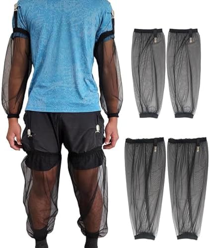 Arm and Leg Sleeves Cover Net, Polyester Mesh Protector for Hiking, Camping, Gardening, Fishing - Portable Protection Set (1 Set)- M