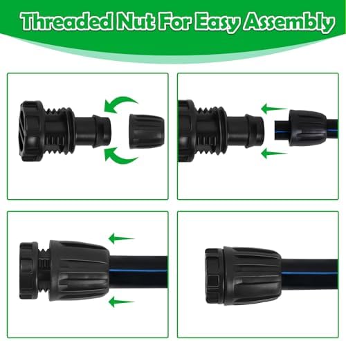10 Pack 1/2 Inch Drip Irrigation End Cap Fittings (1/2" ID x 0.65" OD) - 1/2'' Drip Line Anti-Drop Barbed Lock Nut End Plug Connectors for 1/2 Inch Drip Irrigation Tubing SystemConnection