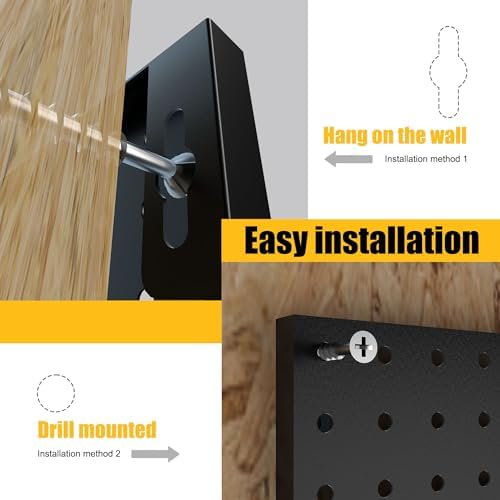 Spampur Peg Board, 6 Pack Metal Pegboard Panels with 50 Hooks