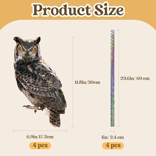 4PCS Hanging Flat Fake Owl to Keep Pigeon Away from Balcony