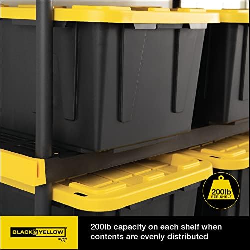 CX Heavy Duty 4-Tier Garage Storage Shelves + 4-pack 27-Gallon Bins & Lids