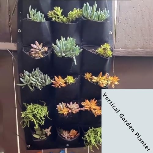 ZOENHOU 2 Pack Total 36 Roomy Pockets Vertical Garden Planter, Wall-Hanging Flower Pot Bags, Felt Wall Mount Balcony Planter Pouch for Herbs, Succulent, Flowers and Vegetables