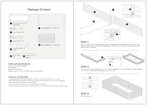 6x3x2FT Black Metal Raised Garden Bed Kit, Galvanized Outdoor Planter Box for Vegetables, Flowers, Herbs, Succulents and More