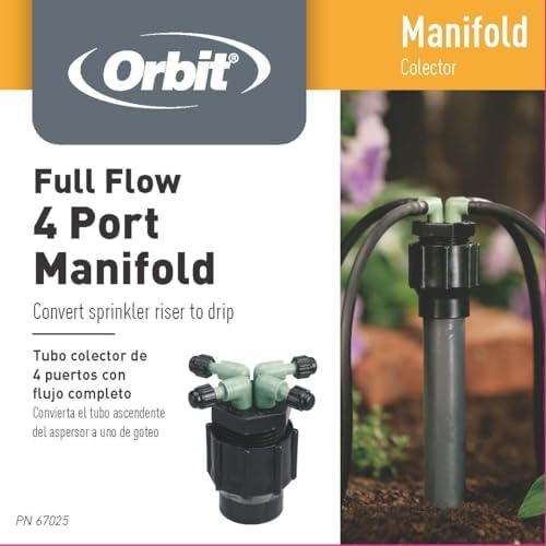 5-Pack Orbit Drip Irrigation System 4-Port Watering Manifold, 1/4" Dripper Tube - 67025