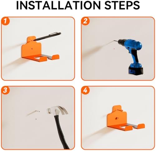 JNIHEEP Garage Organizer Trimmer Rack,Garden Power Tool Hanger,2Pack,Orange