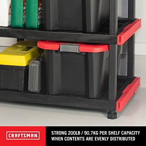 CX Craftsman 4-Tier Heavy Duty Plastic Storage Shelves, Garage Organization